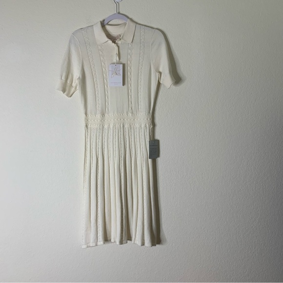Gal meets glam womens cream country club short sleeve midi dress M NWT - Picture 2 of 11